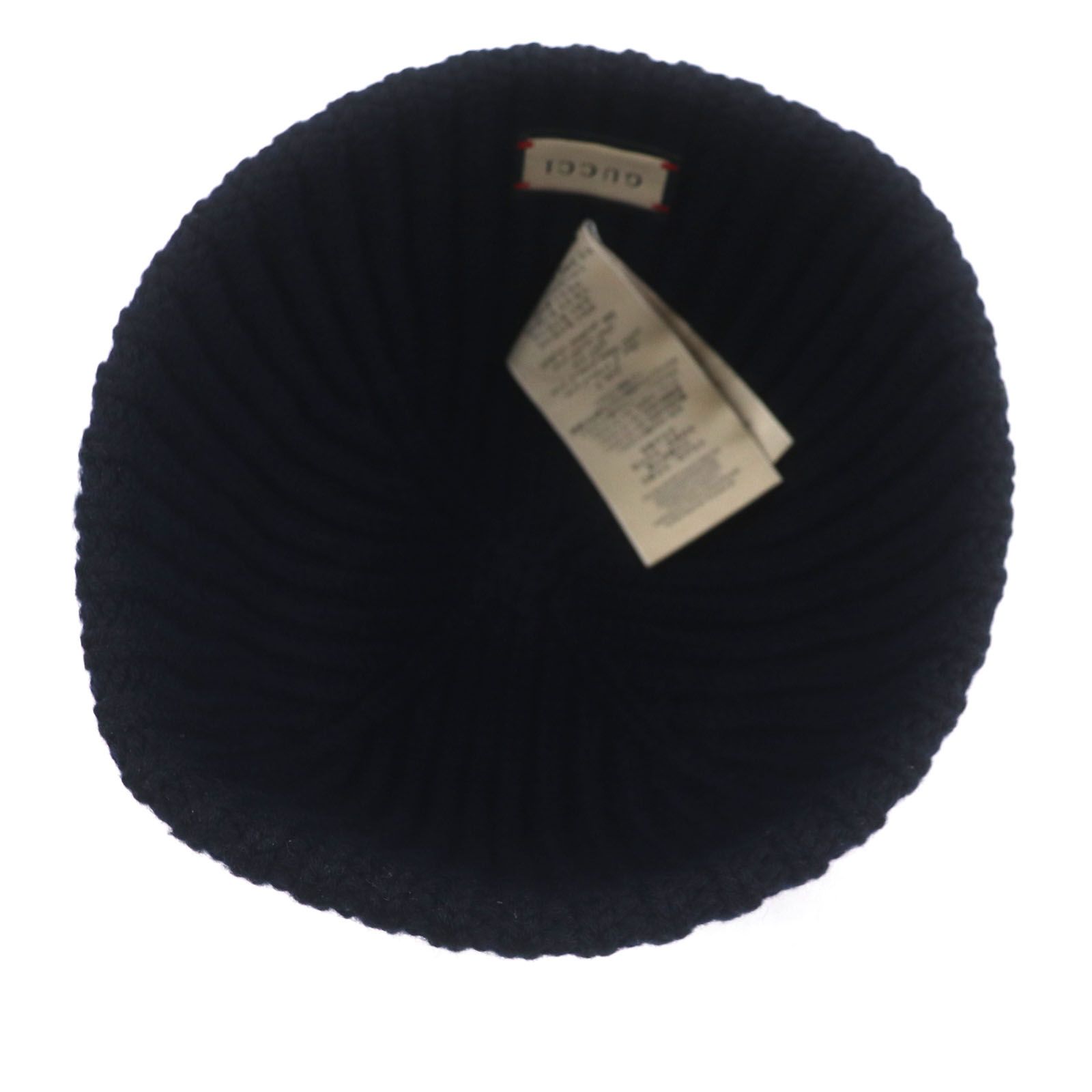 美品▽GUCCI グッチ 759059 ウール75% ロゴワッペン付き 帽子 ケーブル