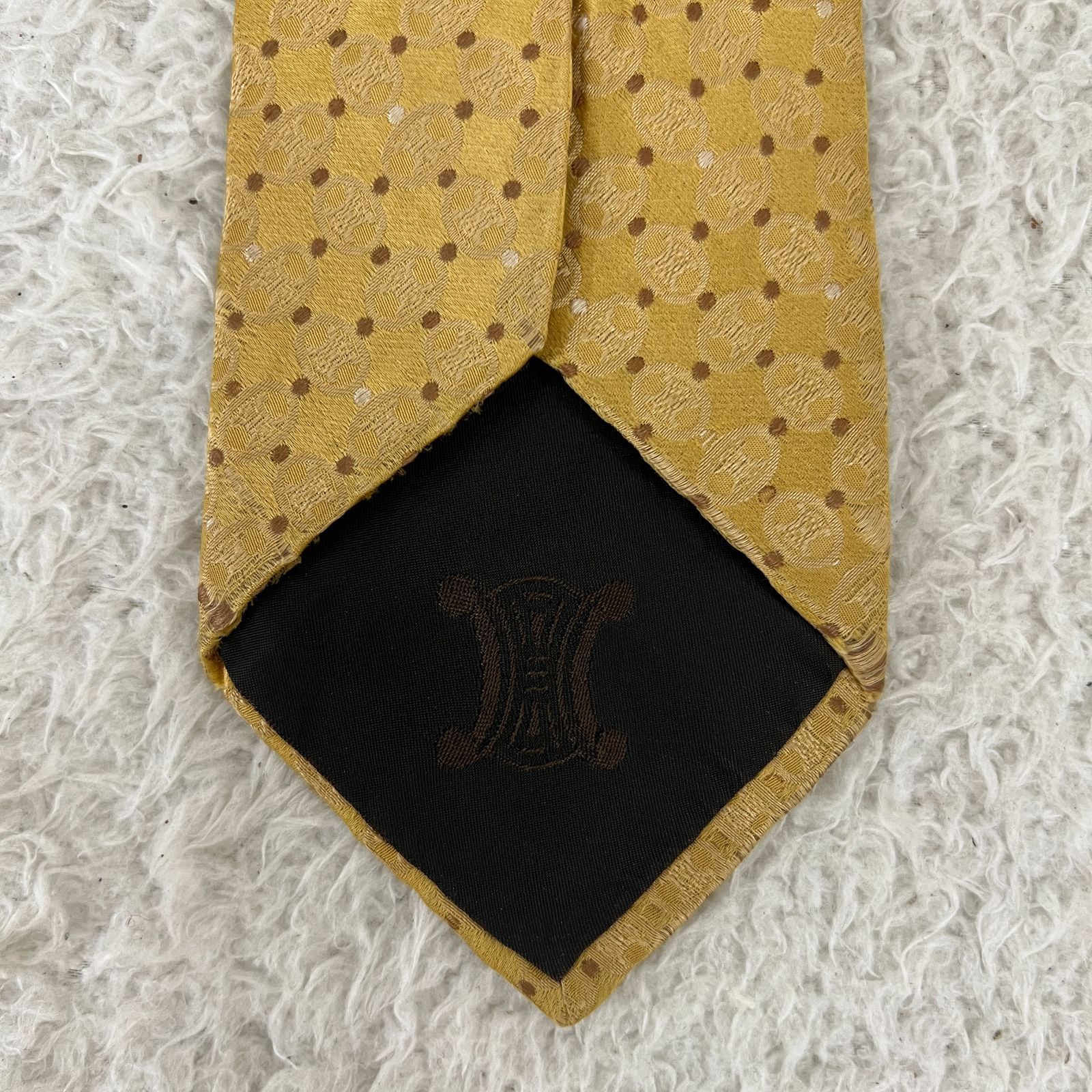 【美品】セリーヌ ネクタイ 総マカダム柄 トリオンフ シルク イタリア製 美品 稀少デザイン CELINE セリーヌ ネクタイ トリオンフ 総柄 光沢感