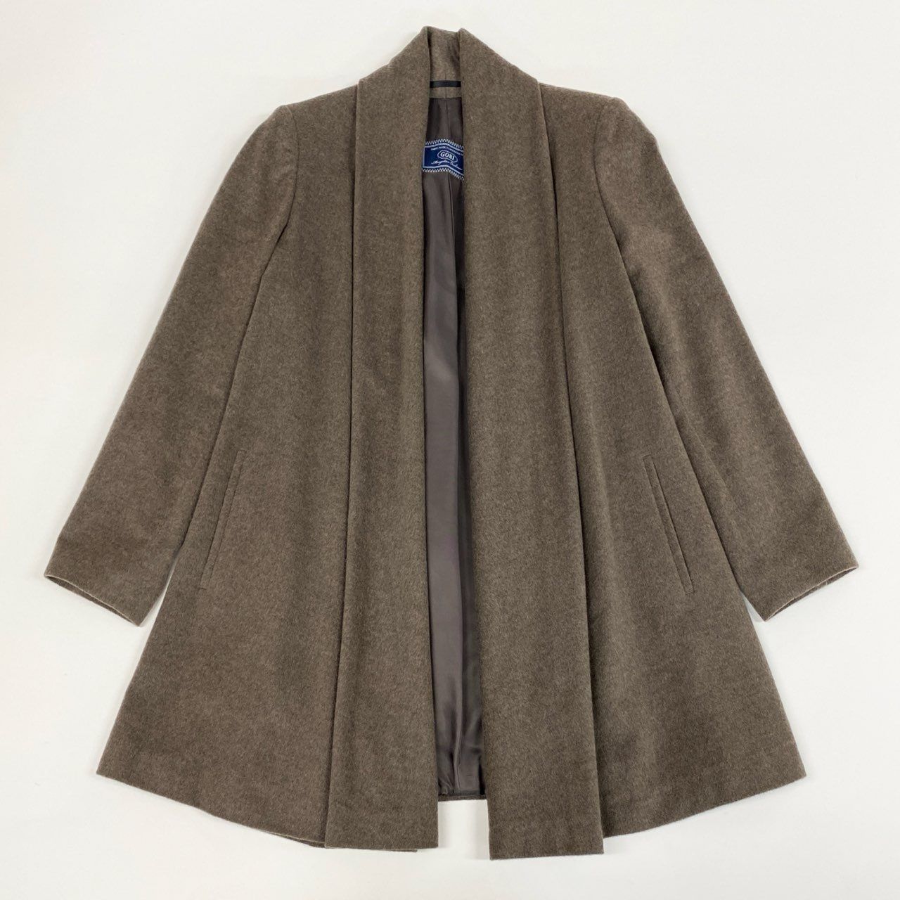84j5 GOBI ゴビ 総カシミヤ ジャケット ハーフコート Mサイズ ブラウン カシミア100 レディースo07t