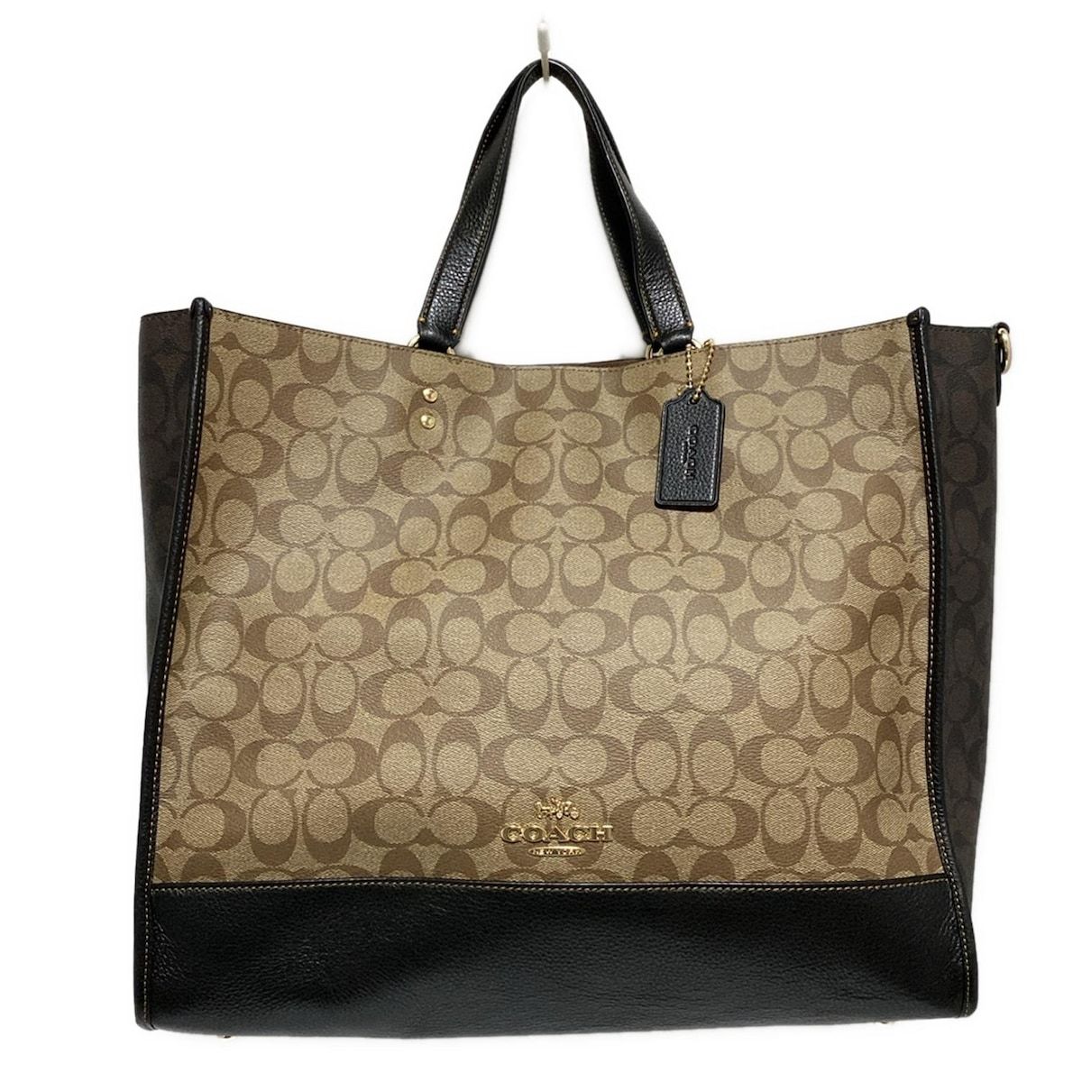 COACH コーチ トートバッグ デンプシー トート 40 ブロックド シグネチャー キャンバス C7239 カーキ×ダークブラウン レザー
