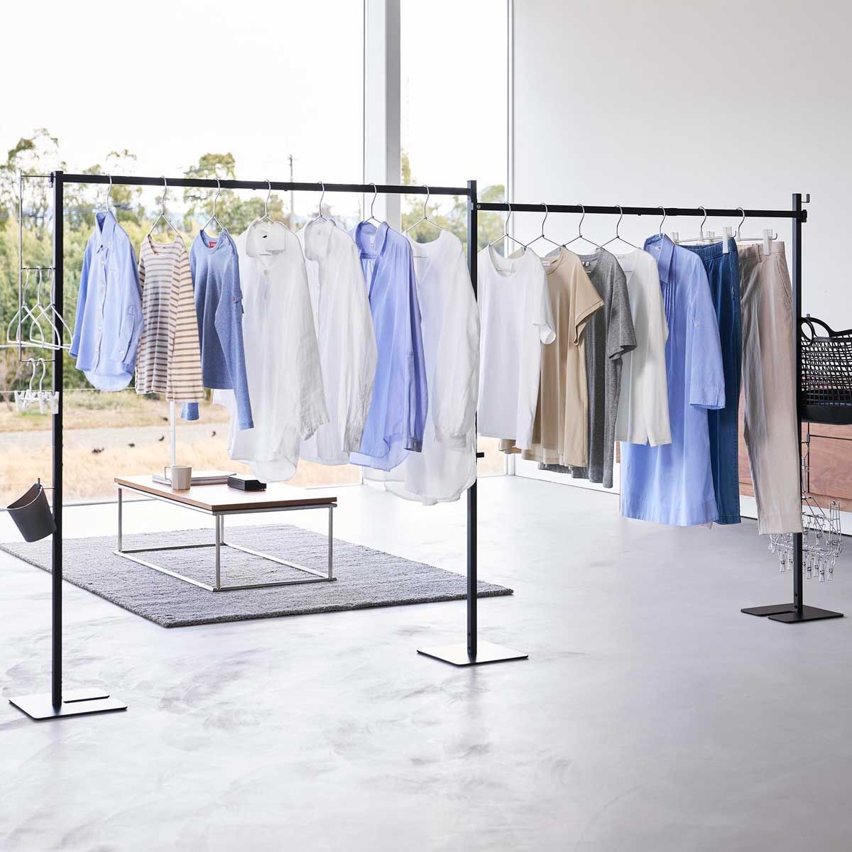 室内物干し 折りたたみ コンパクト収納 山崎実業 tower タワー 折り畳み室内物干し 2連 10267 ブラック SPORTUS 沖縄