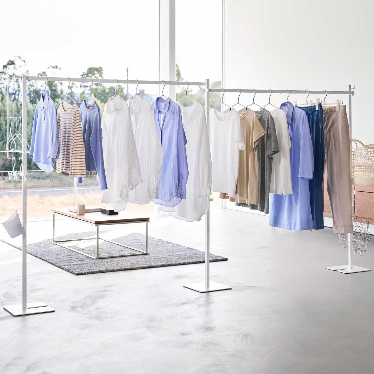 室内物干し 折りたたみ コンパクト収納 山崎実業 tower タワー 折り畳み室内物干し 2連 10266 ホワイト SPORTUS 沖縄