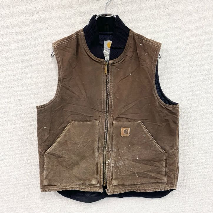 古着 carhartt カーハート フルジップダックベスト 茶色 ブラウン Mサイズ