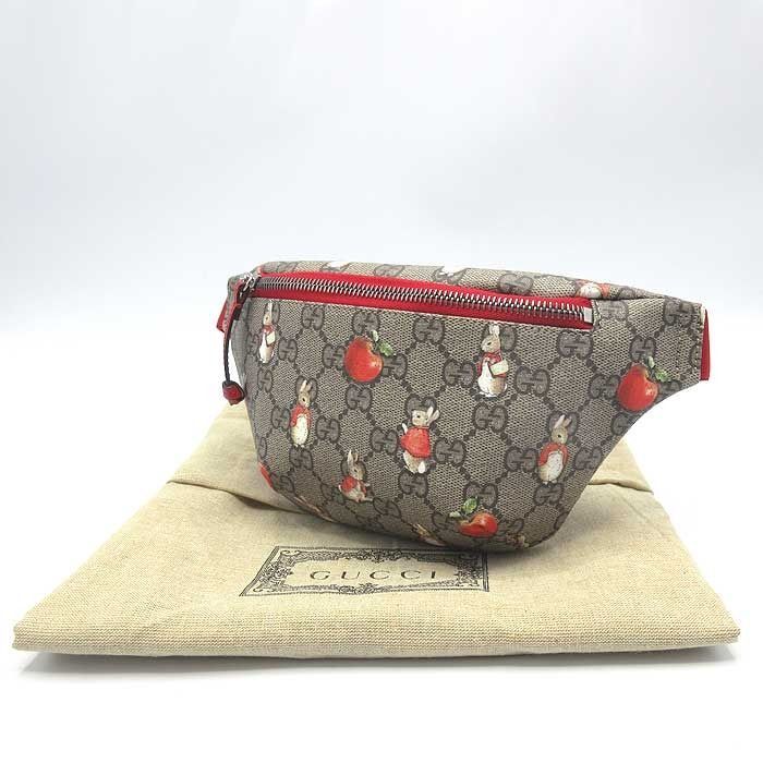 グッチ バッグ ショルダーバッグ GUCCI GGスプリーム ピーターラビットプリント ベルトバッグ ウエストポーチ 502095 FACZL 8462 ベージュ系×レッド系 マルチ ブティックライン キッズ ジュニア レディース DECORATOM_COM_BR