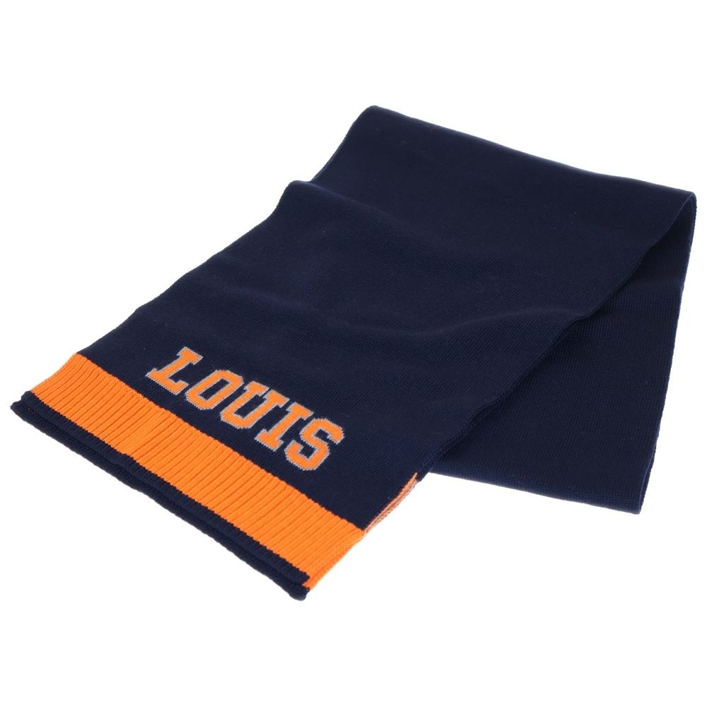 LOUIS VUITTON ルイヴィトン エシャルプ ルイ マフラー ロゴ ウール マリンオランジュ マフラー ネイビー オレンジ M71229