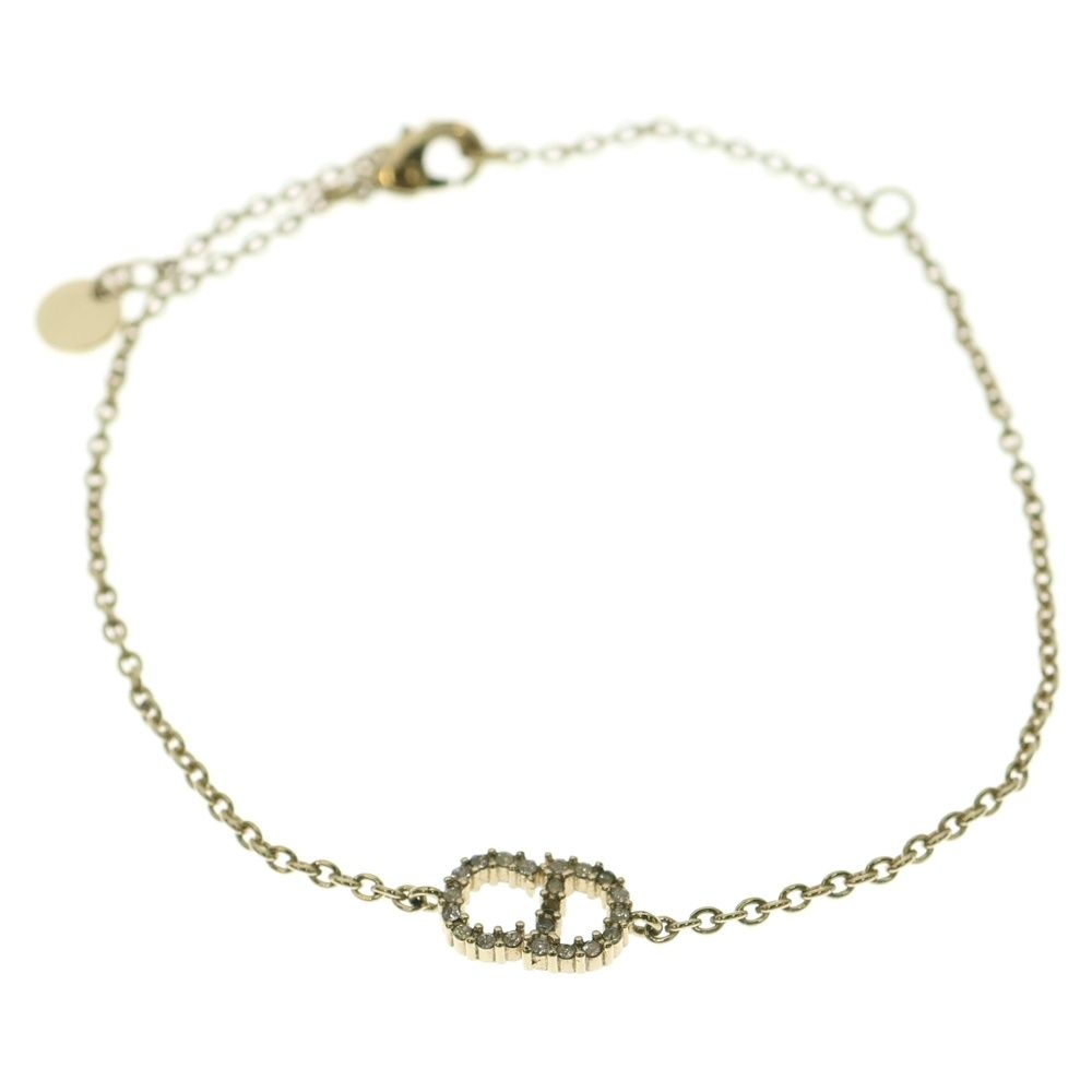 Christian Dior クリスチャンディオール CDロゴ ラインストーン チェーン ブレスレット ゴールド