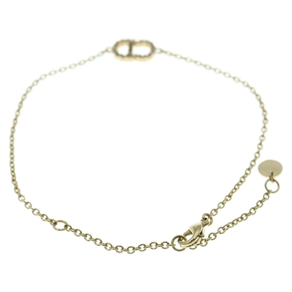 Christian Dior クリスチャンディオール CDロゴ ラインストーン チェーン ブレスレット ゴールド