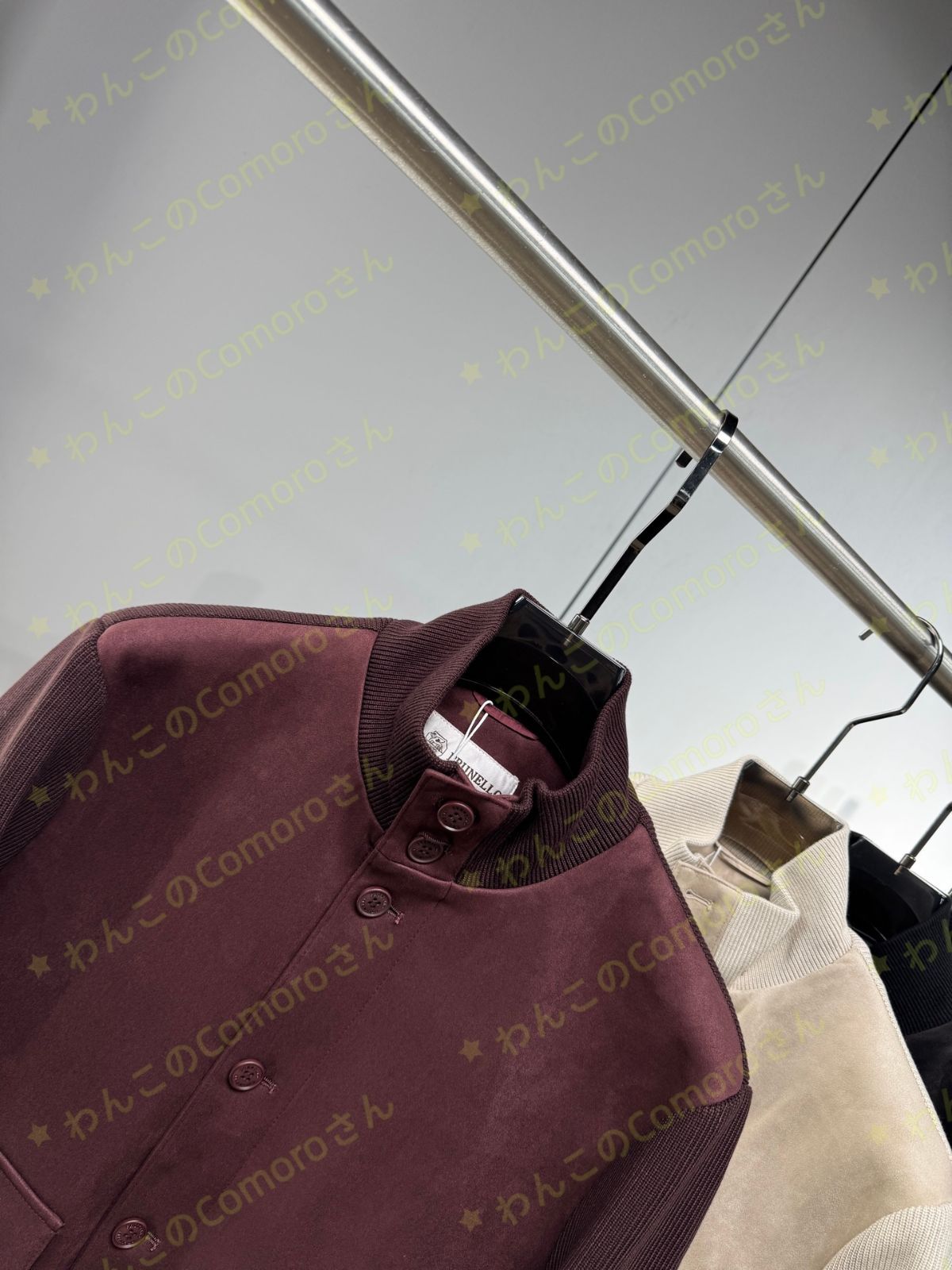 パープルM 3XL ブルネロクチネリ メンズダウンジャケット ビジネスカジュアル スエードニット切替 秋冬シーズン向け KANDAIZUMI_COM