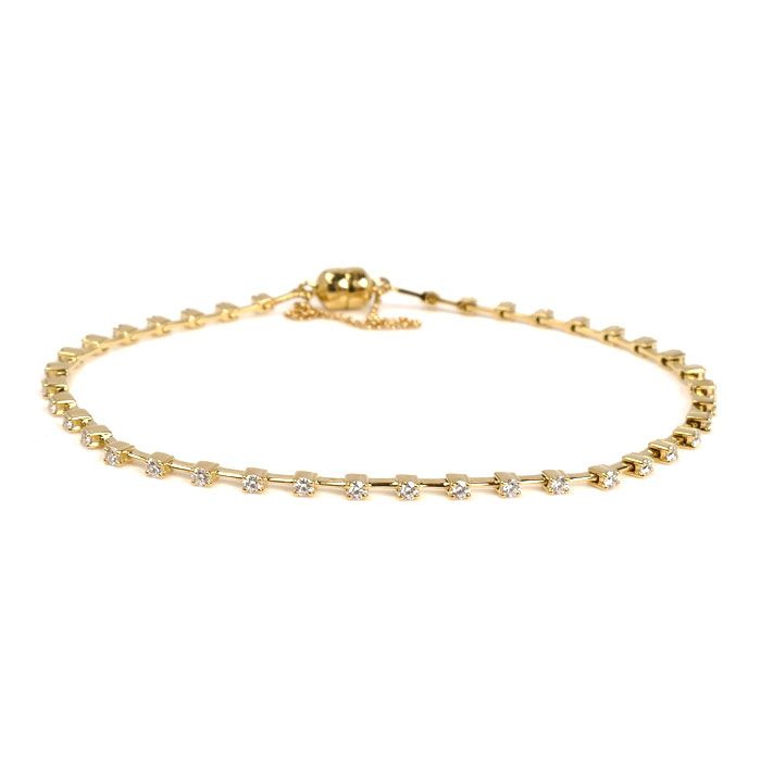 TASAKI タサキ K 18 YG イエローゴールド ダイヤ ブレスレット ダイヤモンド0 65 ct 5 3 g 内径17 cm レディース