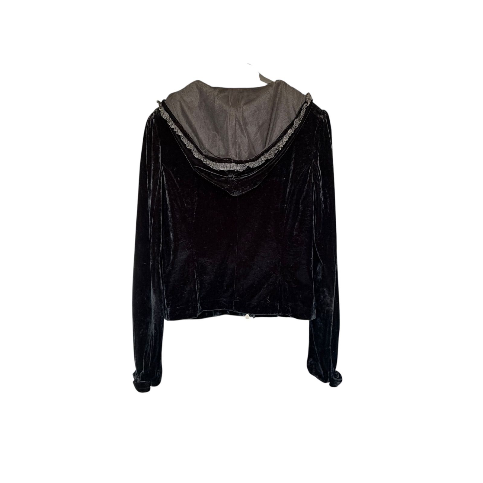 新品★Rene★ルネ★ベロアワンピース★カーディガン★パーカー★サイズ34★黒 Z1589 ルネ 洗える カーディガン 長袖 パーカー ブラック 黒 ベロア