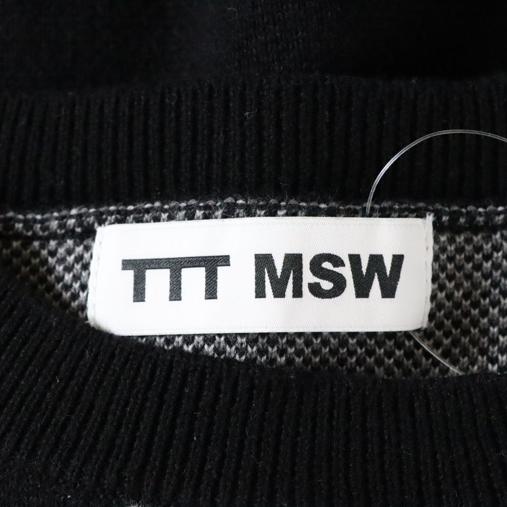 【激安大特価！】 TTT_MSW ティーモダンストリートウェア PANTHER KNIT VEST パンサー 総柄 Vネック ニット ベスト レディース ブラック TTT-2021AW-KT04