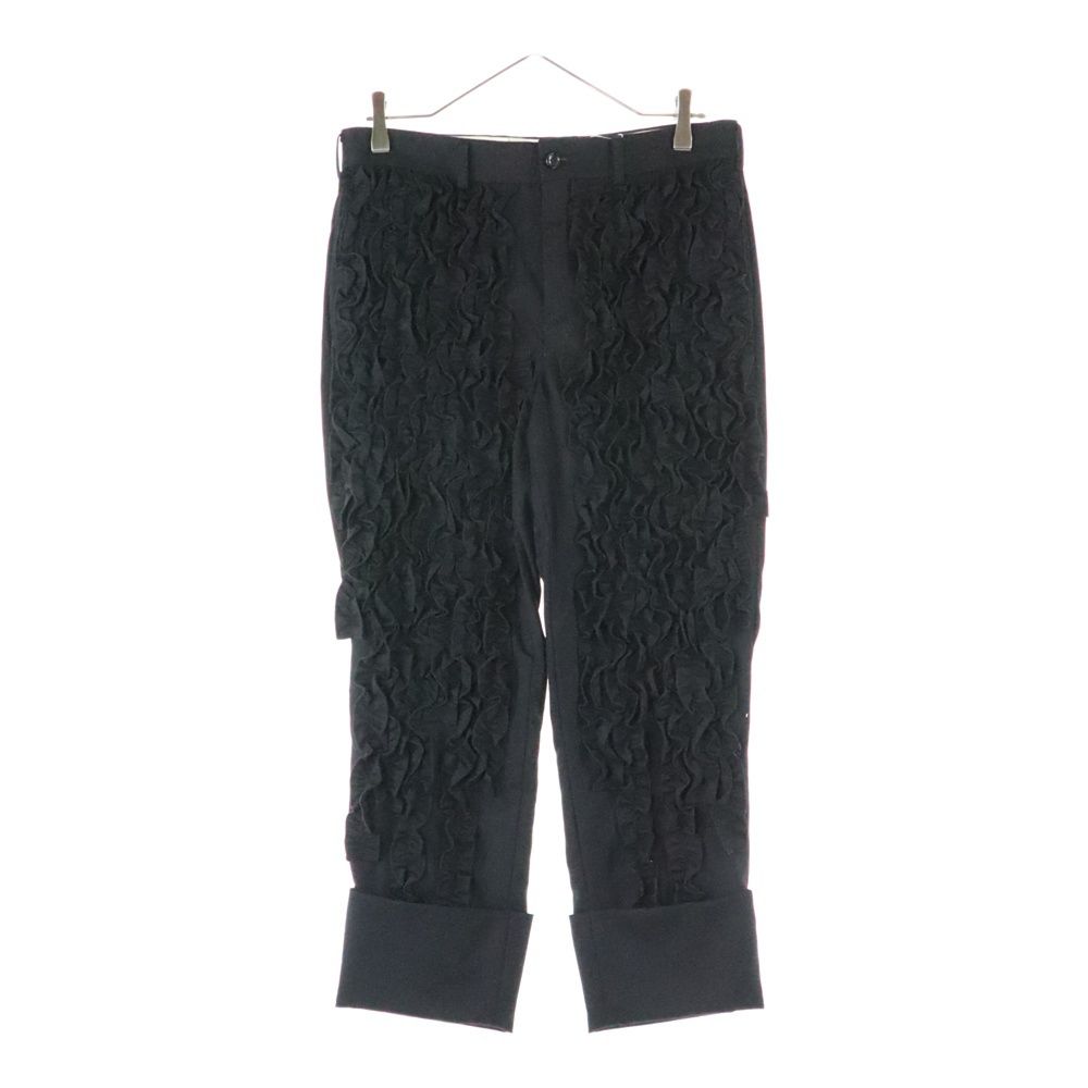 COMME des GARCONS HOMME PLUS コムデギャルソンオムプリュス 12SS AD2011 フリル加工 裾折り返しデザイン ジップアップ スラックスパンツ ブラック PI-P063