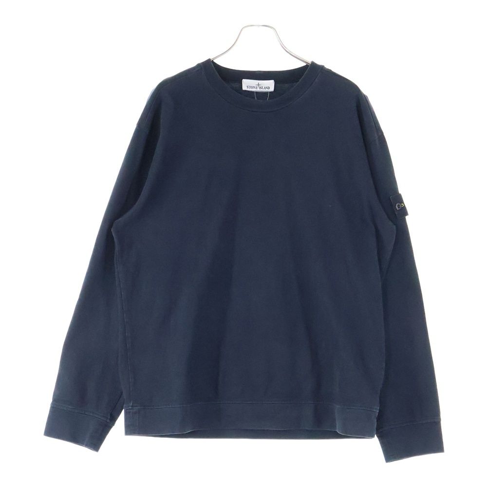 STONE ISLAND ストーンアイランド 23SS GARMENT DYED Logo Patch Sweatshirt 101563750 ガーメントダイ ロゴワッペン クルーネック長袖Tシャツカットソー ロングスリーブ ロンT ブラック