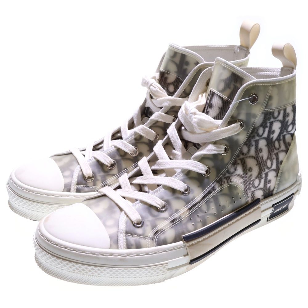 DIOR ディオール B 23 High Top Sneakers オブリーク総柄 ラバーハイカットスニーカー シューズ ホワイト