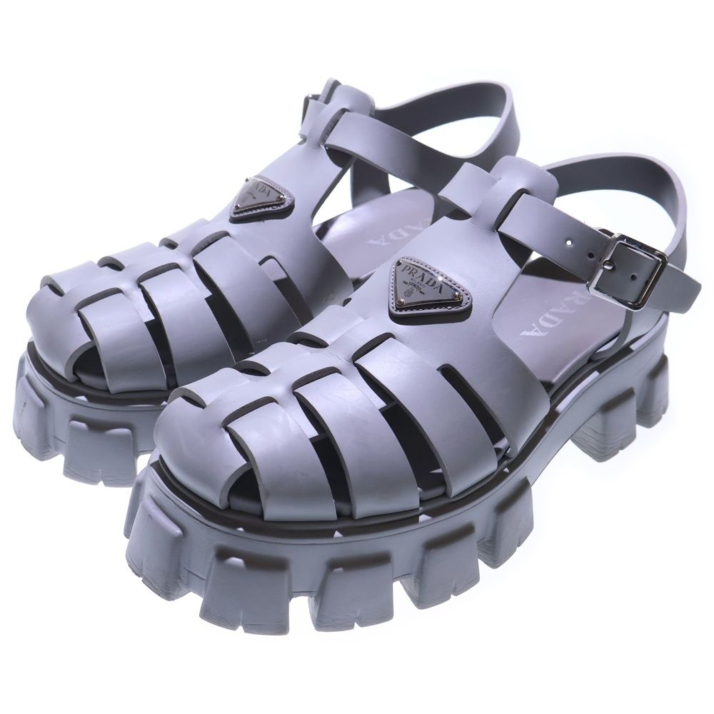 PRADA プラダ トライアングルロゴ モノリス ラバーサンダル グレー