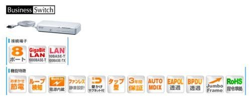 BUFFALO レイヤー2 ノンインテリジェントスイッチ 8ポート BS-G 2108 UR-TP