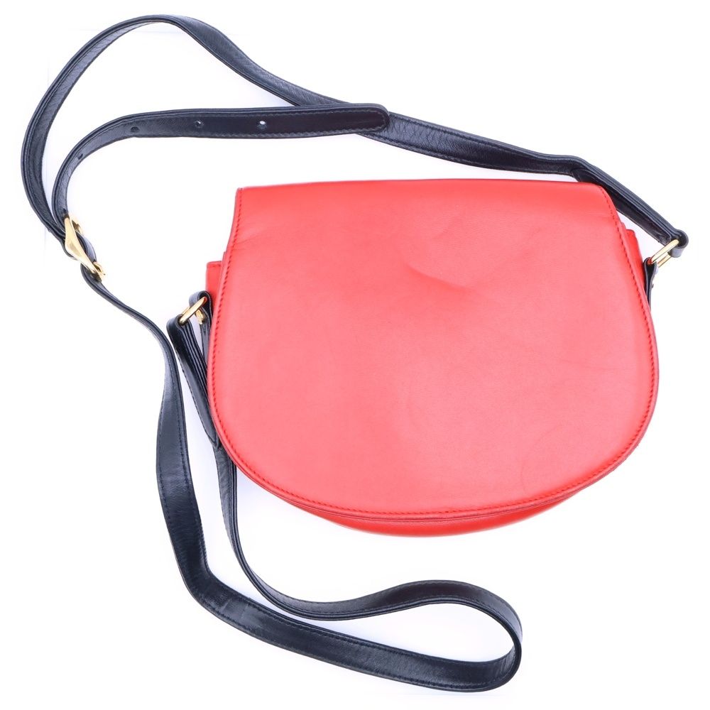 HUNTING WORLD ハンティングワールド ゴールドロゴ刻印 レザーショルダーバッグ ボディバッグ レッド