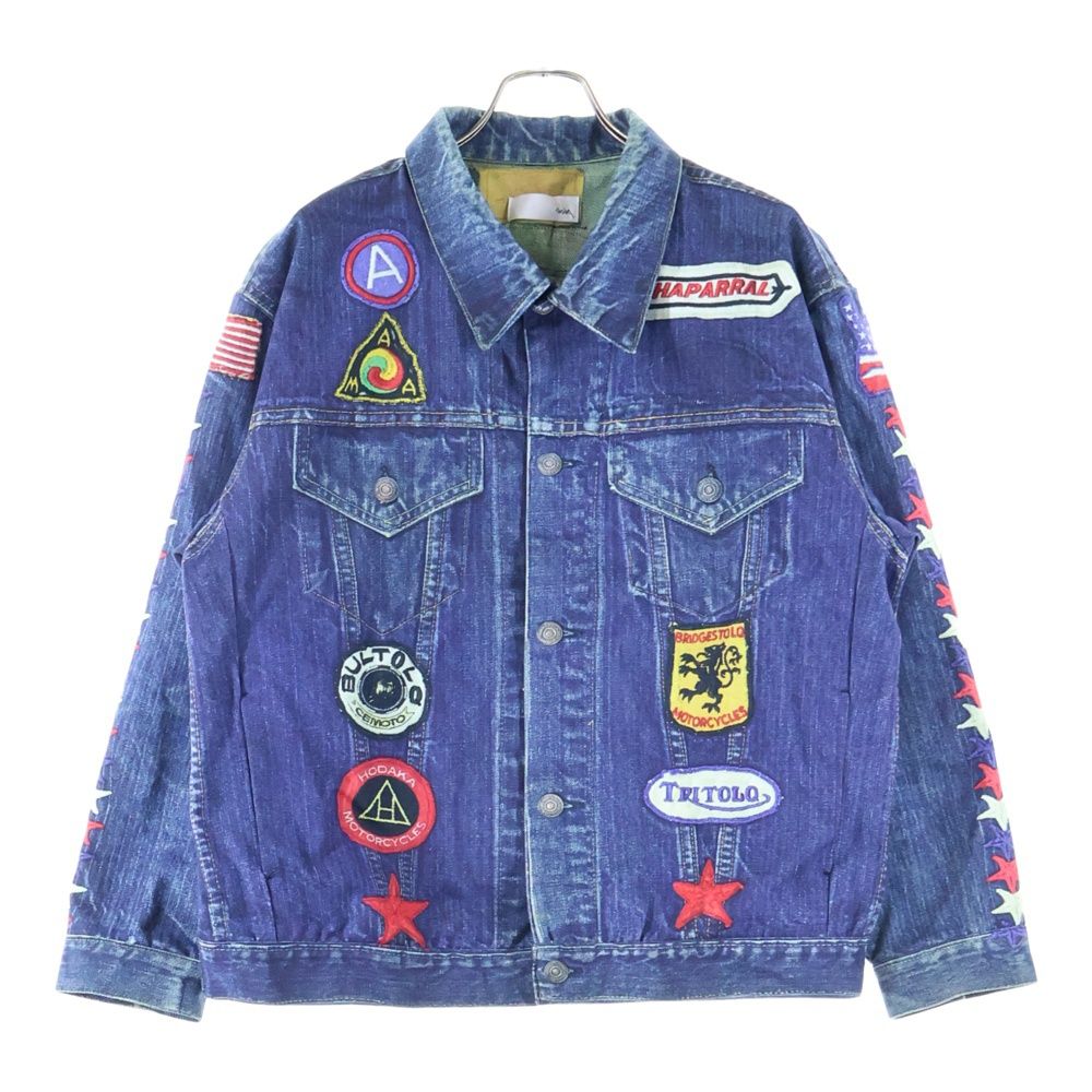 NO BRAND ノーブランド 転写プリントデニムジャケット インディゴ 転写プリントデニムジャケット インディゴ 23-2101