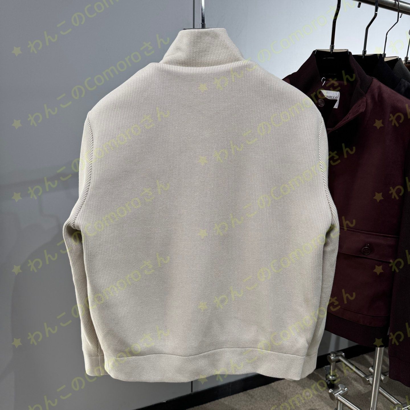 ベージュM 3XL ブルネロクチネリ メンズダウンジャケット ビジネスカジュアル スエードニット切替 秋冬シーズン向け