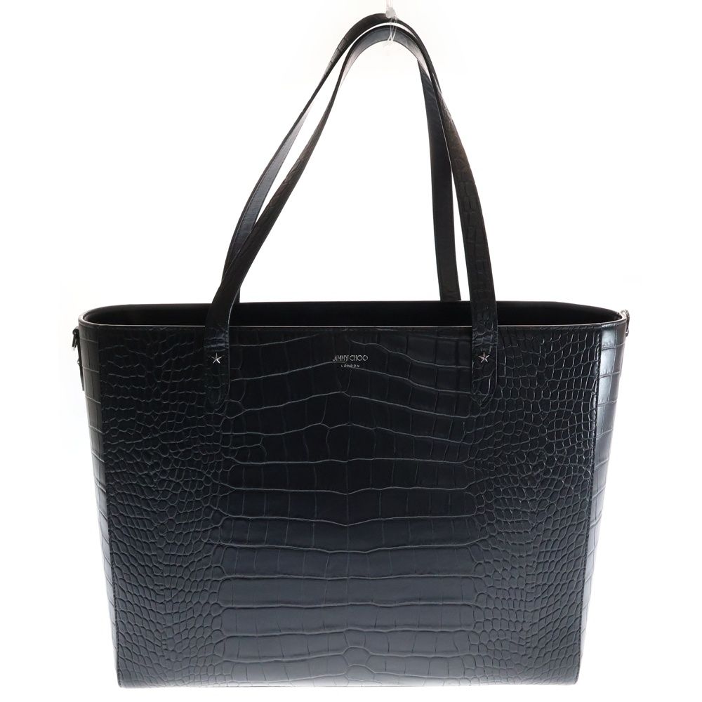 JIMMY CHOO ジミーチュウ DEELANCCL Tote Bag クロコ型押し トートバッグ スタースタッズ レザーバッグ ブラック