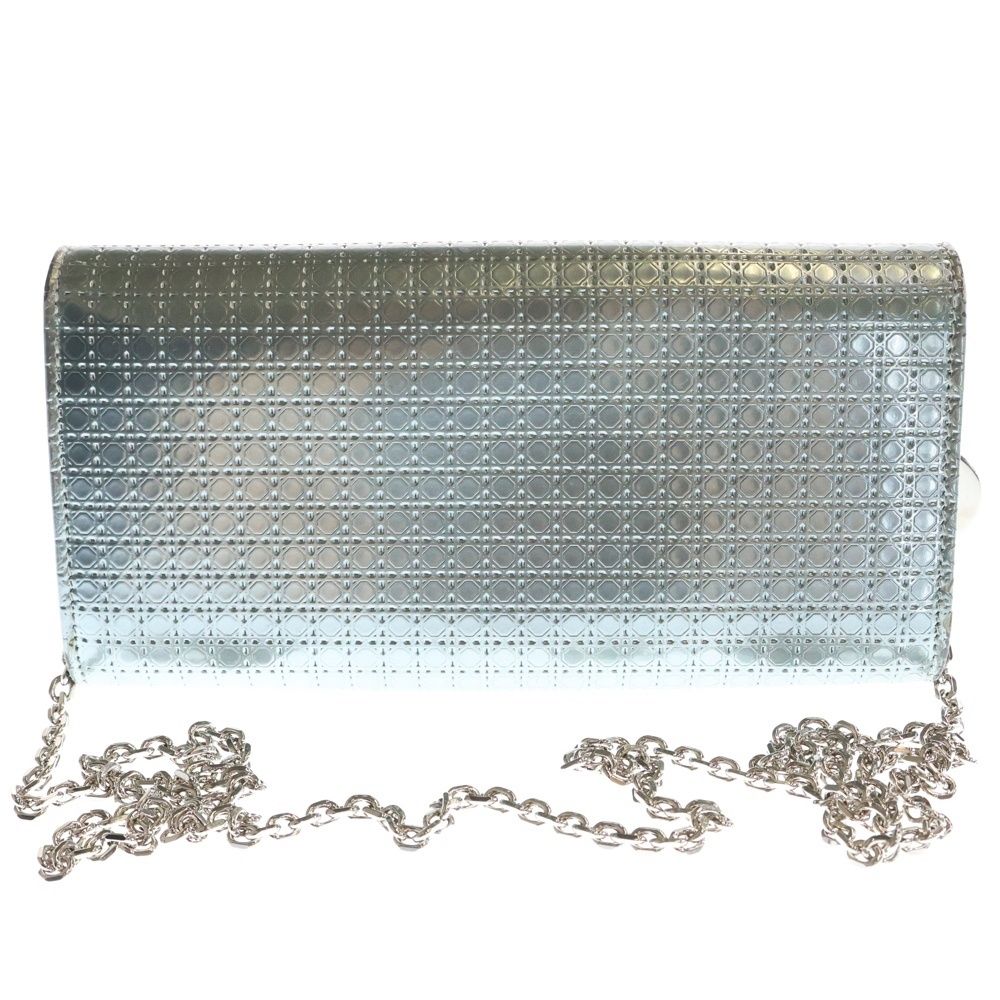 Christian Dior クリスチャンディオール マイクロカナージュ チャーム付き チェーンロングォレット シルバー