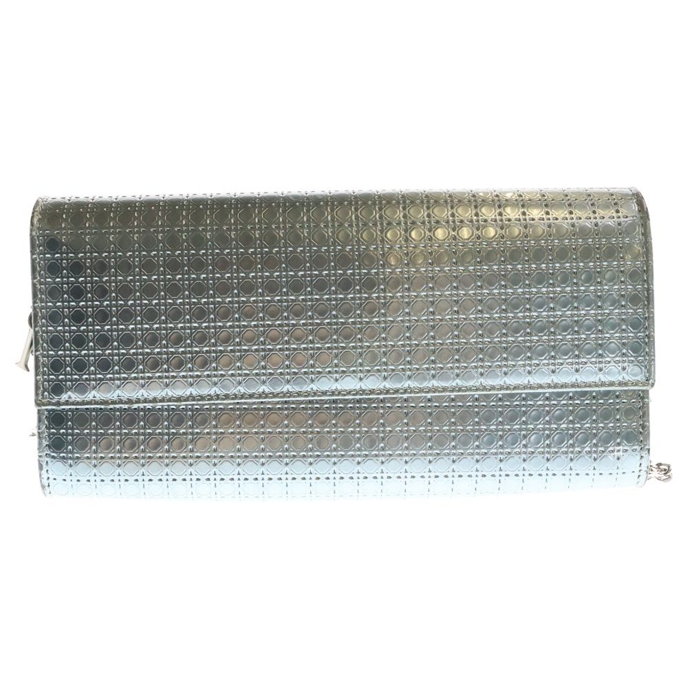 Christian Dior クリスチャンディオール マイクロカナージュ チャーム付き チェーンロングォレット シルバー