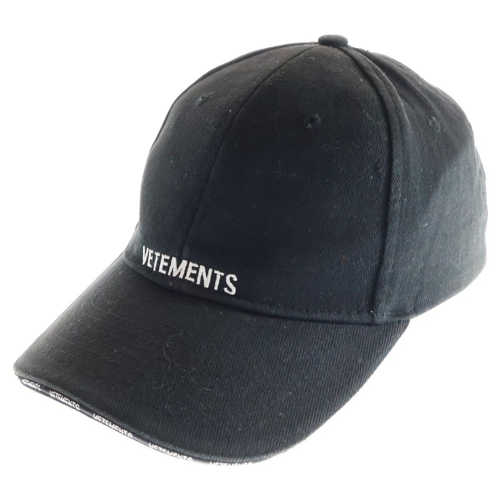 VETEMENTS キャップ ブラック VETEMENTS レザーキャップ | ブラック
