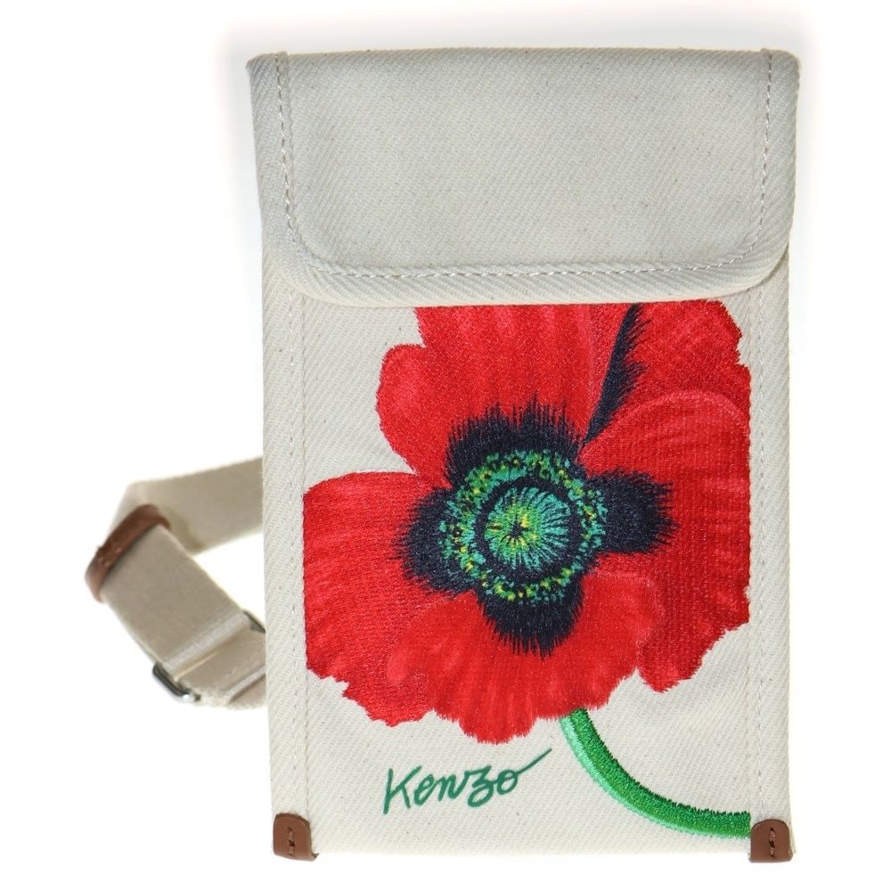 KENZO ケンゾー POPPY PHONE CASE フラワーデザイン ミニポーチ ショルダーバッグ ホワイト FC65PM919F31