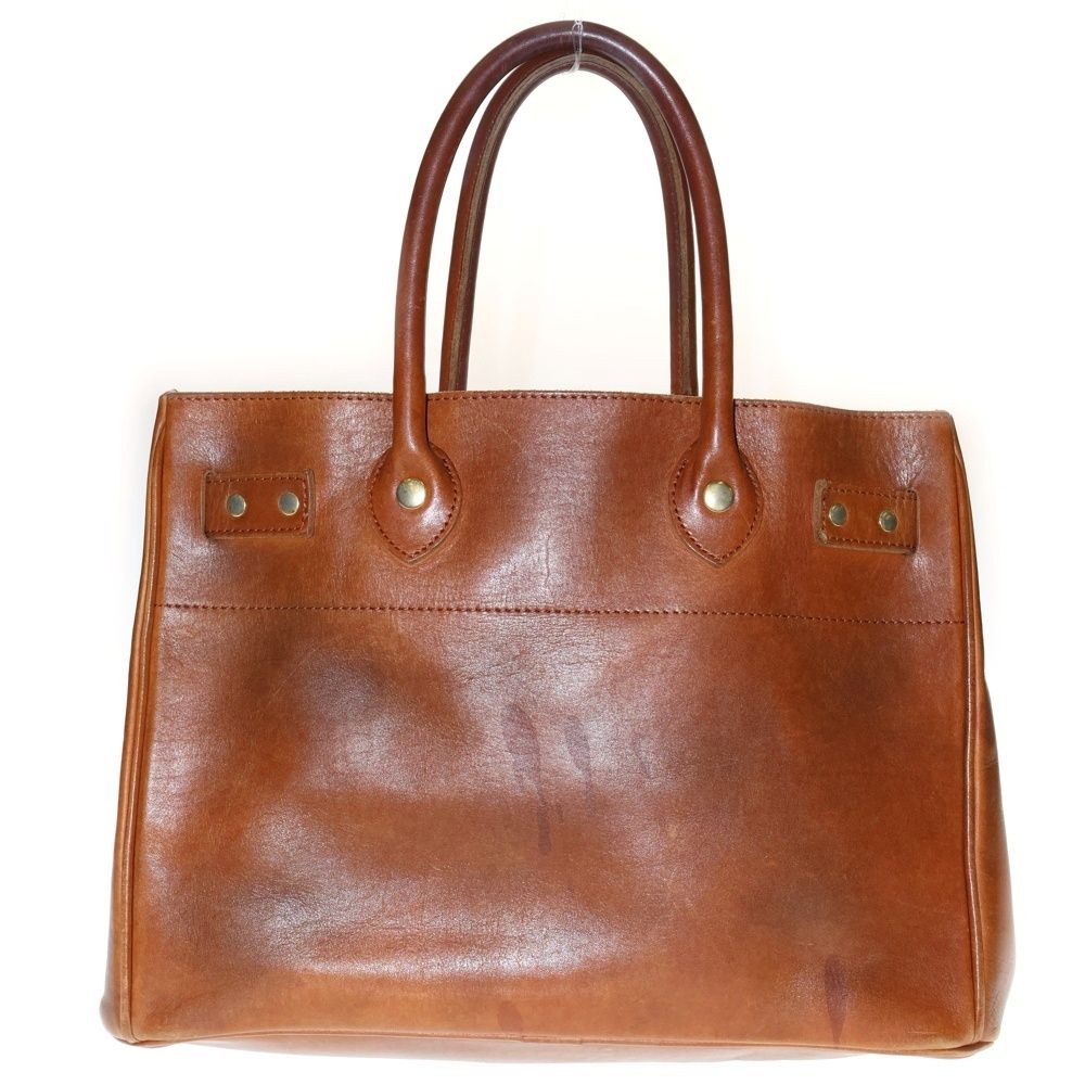 NO BRAND ノーブランド バックル金具 レザーハンドバッグ ブラウン