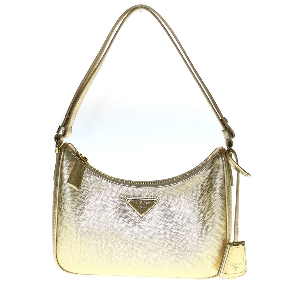 PRADA プラダ G Saffiano bag サフィアーノ トライアングルロゴ バッグ ゴールド 1BC204 NZV F0522
