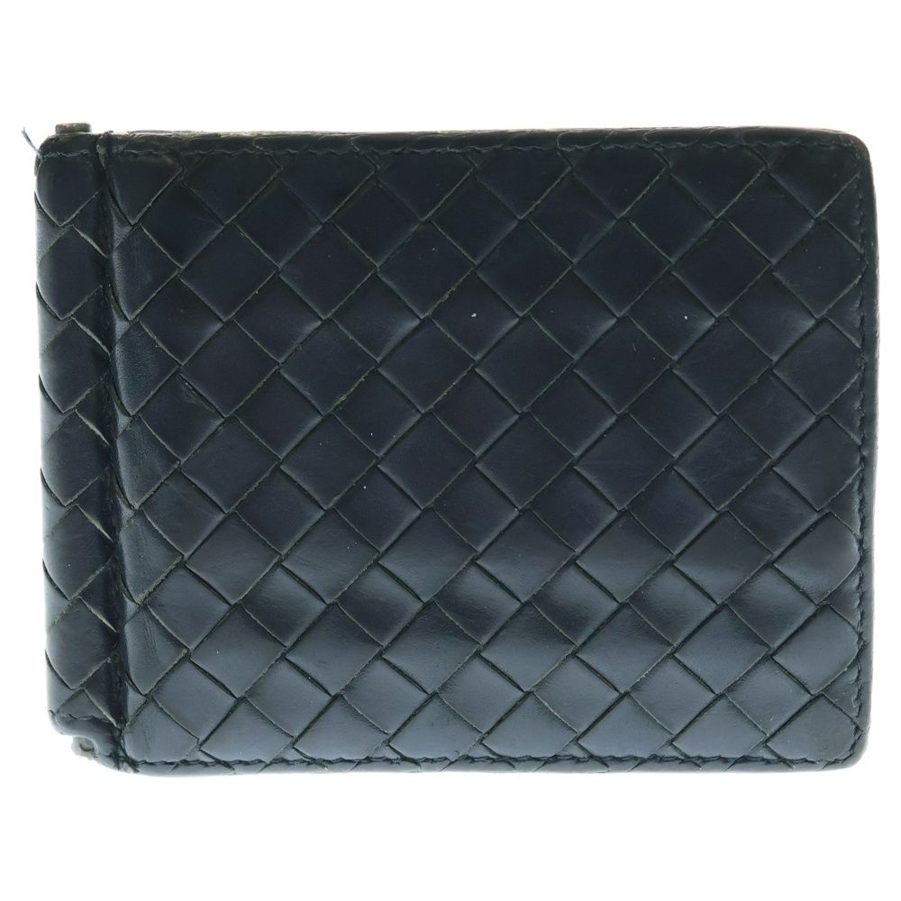 BOTTEGA VENETA ボッテガヴェネタ イントレチャート マネークリップ付き レザーウォレット 二つ折り財布 ネイビー