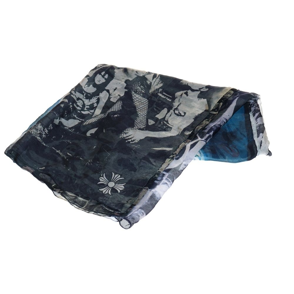 CHROME HEARTS クロムハーツ LIPSTONGUE ROLLING STONES SILK SCARF リップアンドタン ローリングストーンズ シルク総柄スカーフ ブラック