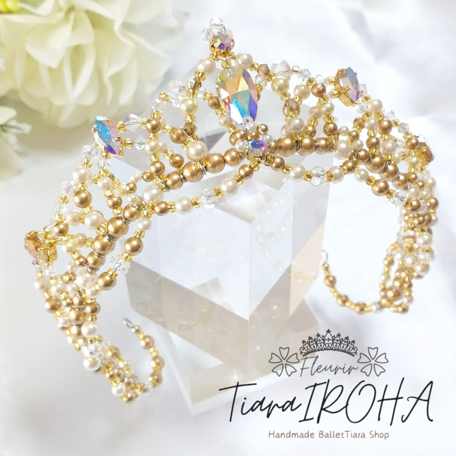 バレエ ティアラ ゴールド カチューシャ 大人サイズ コーム付