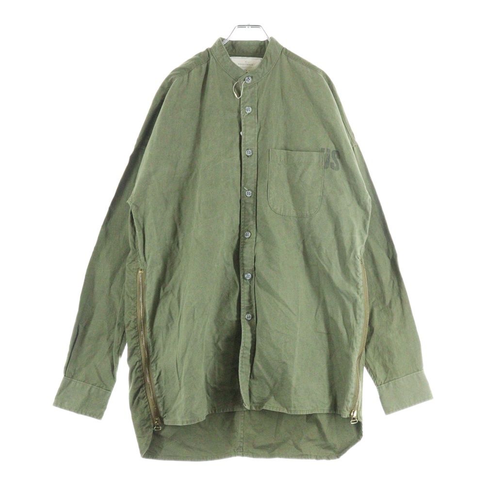 READY MADE レディメイド 16AW ×FEAR OF GOD Mandarin Collar Studio Shirt フィアオブゴッド マンダリン スタジオシャツ ミリタリージャケット ノー シャツ サイドジップ