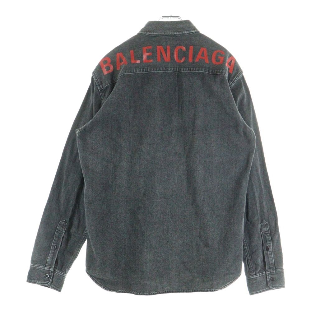 BALENCIAGA バレンシアガ バックロゴプリント デニムウエスタンシャツ グレー 571365 TBP19 MERCADOAVALIA_COM_BR