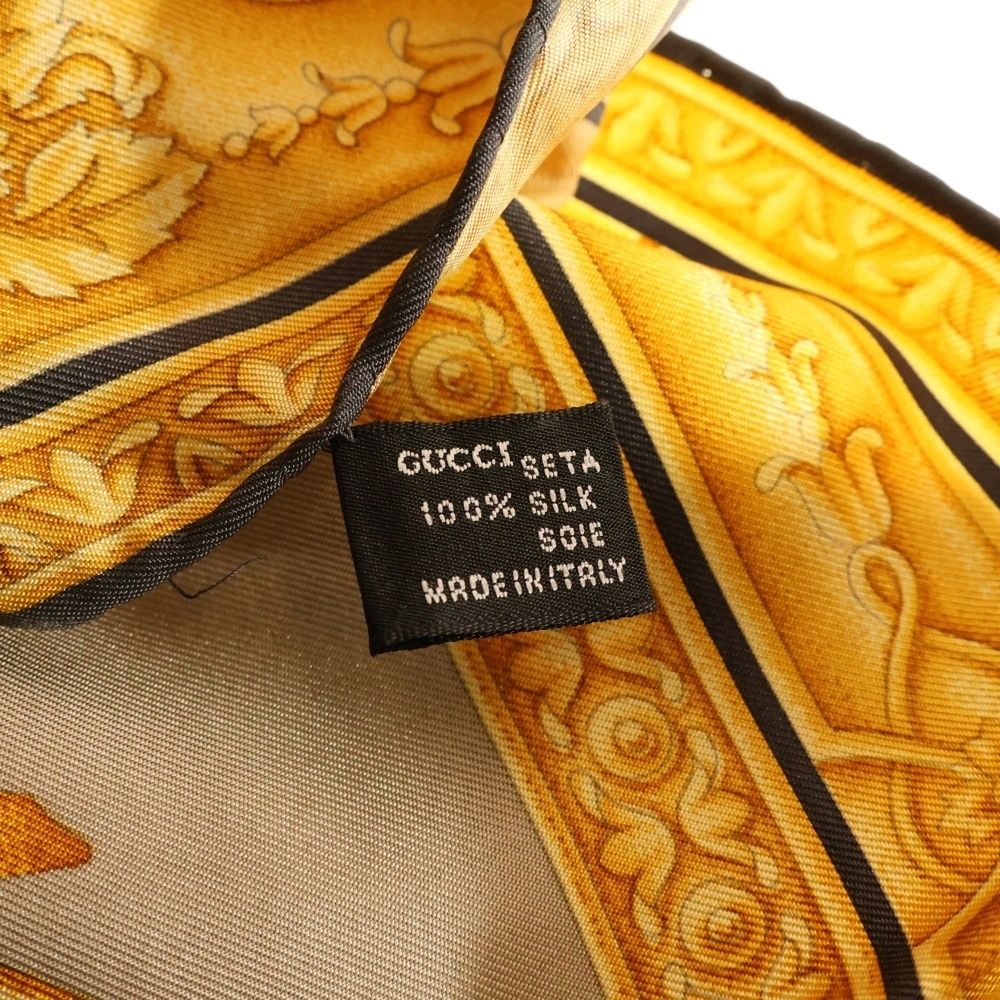 GUCCI (グッチ) ダイアナ 大判スカーフ シルク ネイビー×イエロー