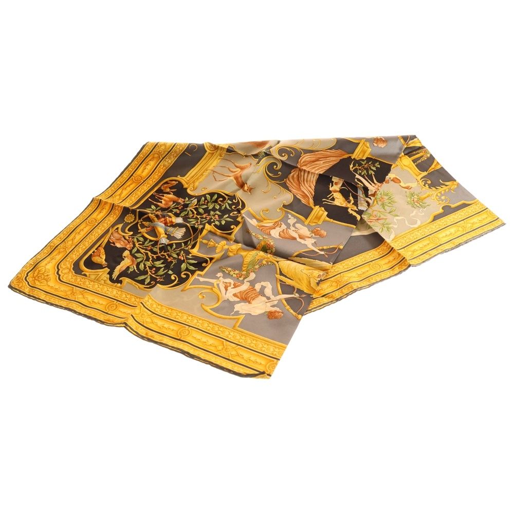 GUCCI (グッチ) ダイアナ 大判スカーフ シルク ネイビー×イエロー