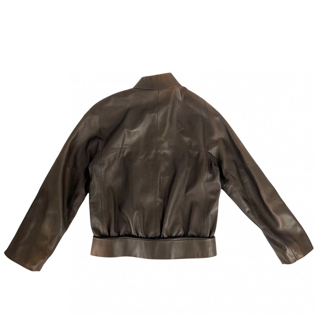 ロエベ ブルゾン レディース レザージャケット アウター 服 LOEWE 38 ブラウン 茶 シルバー金具 ラムスキン 秋 冬 品