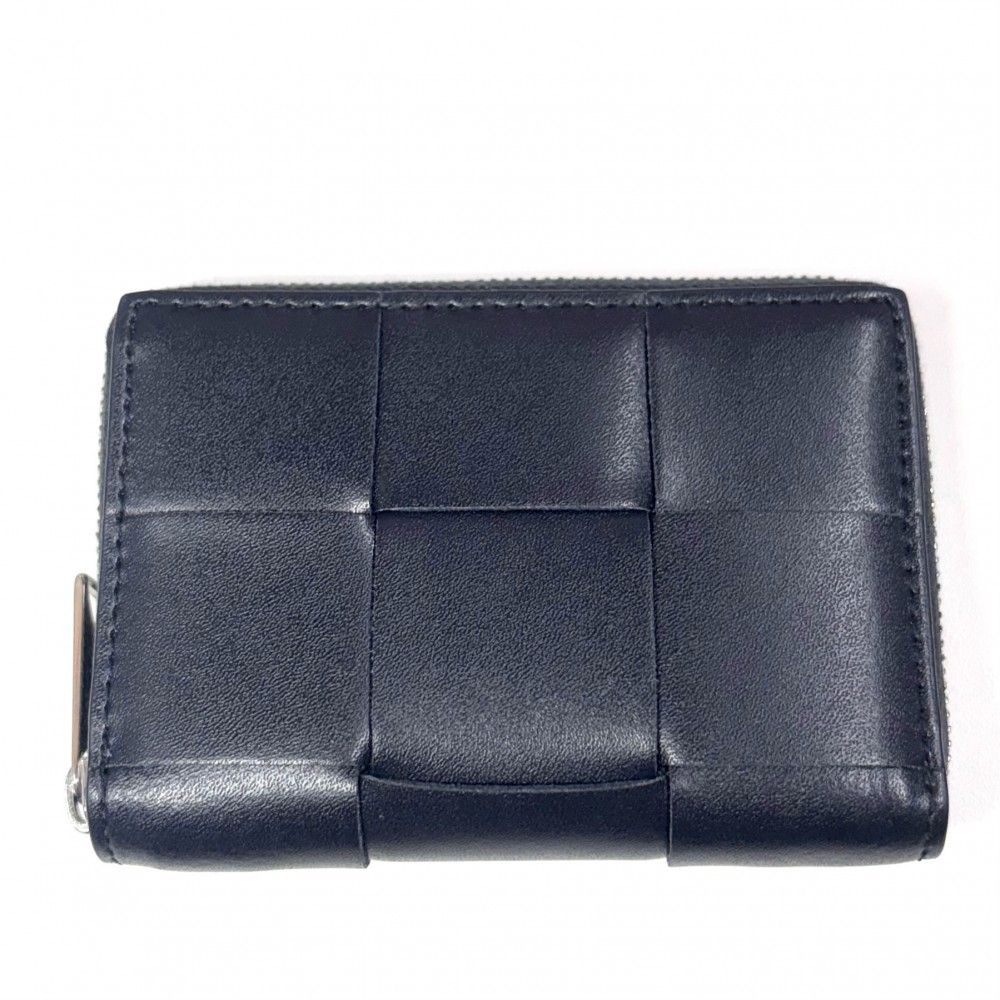 ボッテガヴェネタ コインケース メンズ マキシイントレチャート ジップアラウンド 小銭入れ 小物 BOTTEGAVENETA レザー ネイビー 紺 カーキ シルバー金具 品