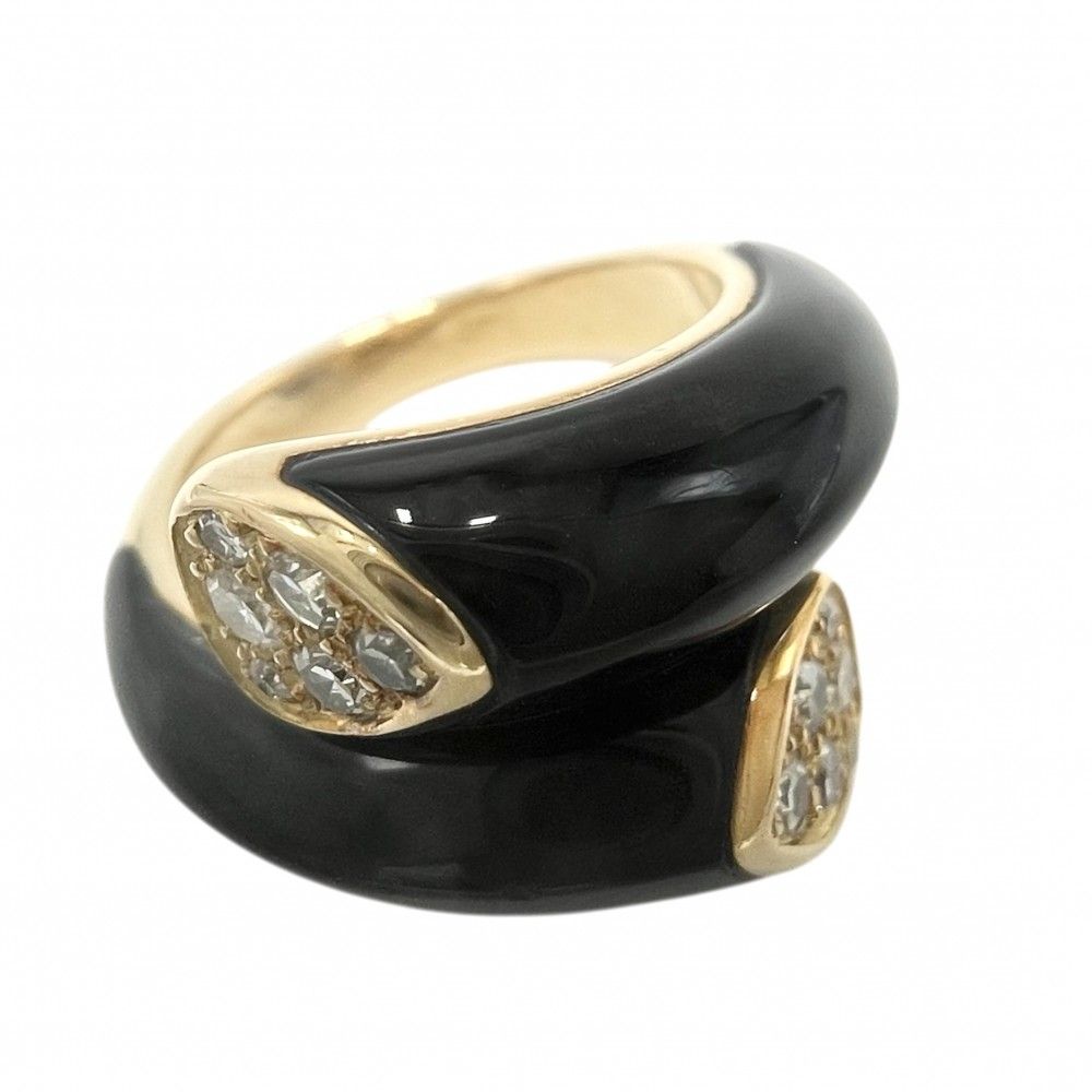 ヴァンクリーフ&アーペル 指輪 レディース リング ジュエリー ヴィンテージ Au750 18金 Van Cleef - Arpels K18ゴールド ダイヤモンド 約8号 ブラック 黒 約7.6g 品
