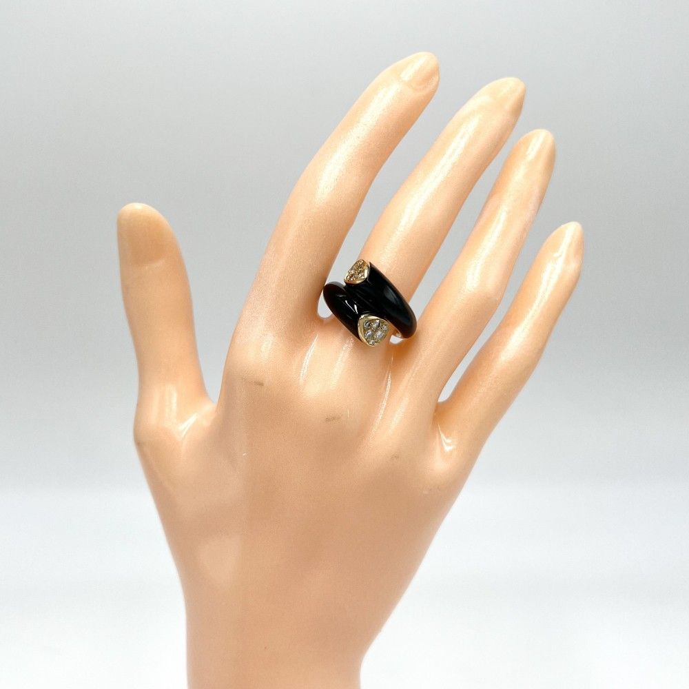ヴァンクリーフ＆アーペル 指輪 レディース リング ジュエリー ヴィンテージ Au750 18金 Van Cleef - Arpels K18ゴールド ダイヤモンド 約8号 ブラック 黒 約7.6g 品