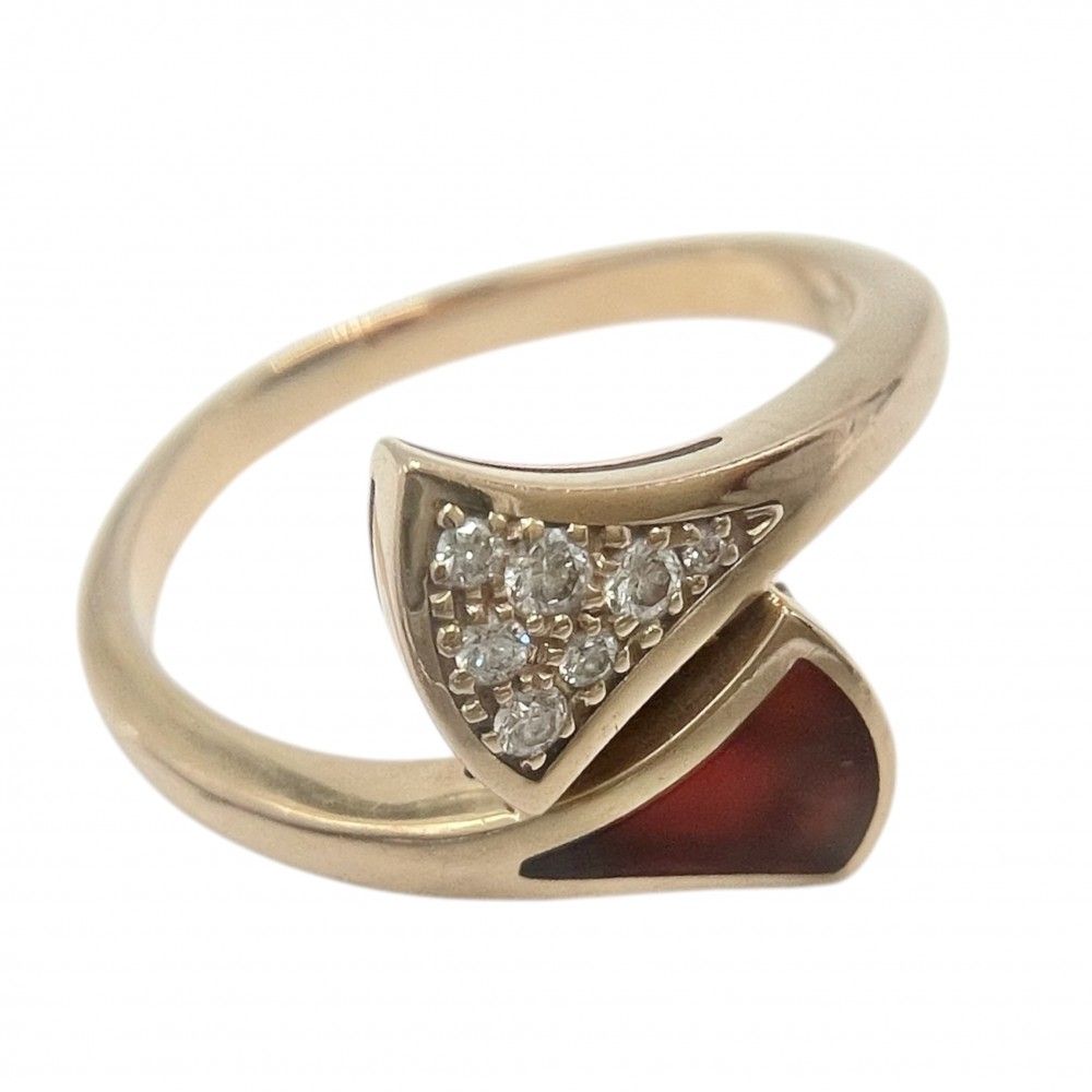 ブルガリ 指輪 レディース ティーヴァドリーム リング ジュエリー 18金PG BVLGARI K18ピンクゴールド ダイヤモンド0.08ct 約14.5号 約4.1g 品