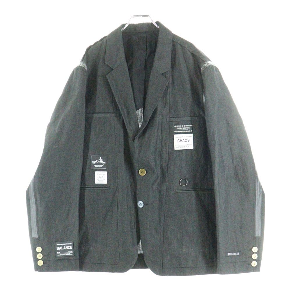 UNDERCOVER アンダーカバー 24SS W Li ウール リネン インサイドアウト ウェザー ネームコラージュ テーラードジャケット チャコール UC1D4105