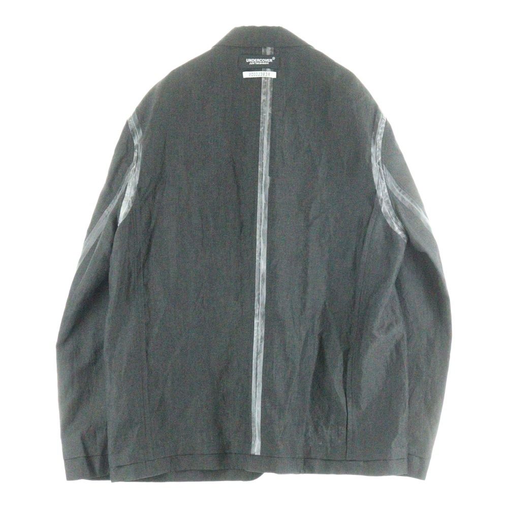 UNDERCOVER アンダーカバー 24SS W Li ウール リネン インサイドアウト ウェザー ネームコラージュ テーラードジャケット チャコール UC1D4105