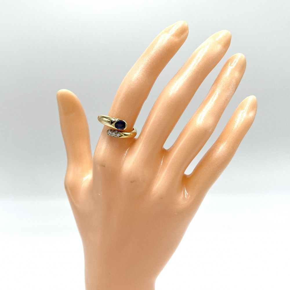 ブルガリ 指輪 レディース アスト ジュエリー リング Au750 18金YG BVLGARI K18イエローゴールド ダイヤモンド 約10号 ブルー 青 約5.4g 品