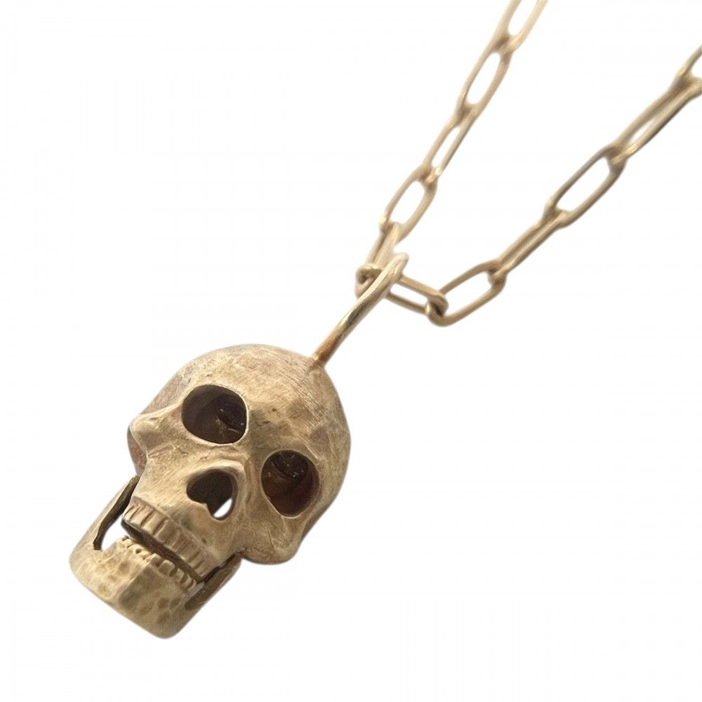 ネックレス メンズ エスジェーエックス ドクロ ジュエリー アジャスター付き SJX 18金PG Au750 スカル K18ピンクゴールド ダイヤモンド0.02ct 約5.7g 品