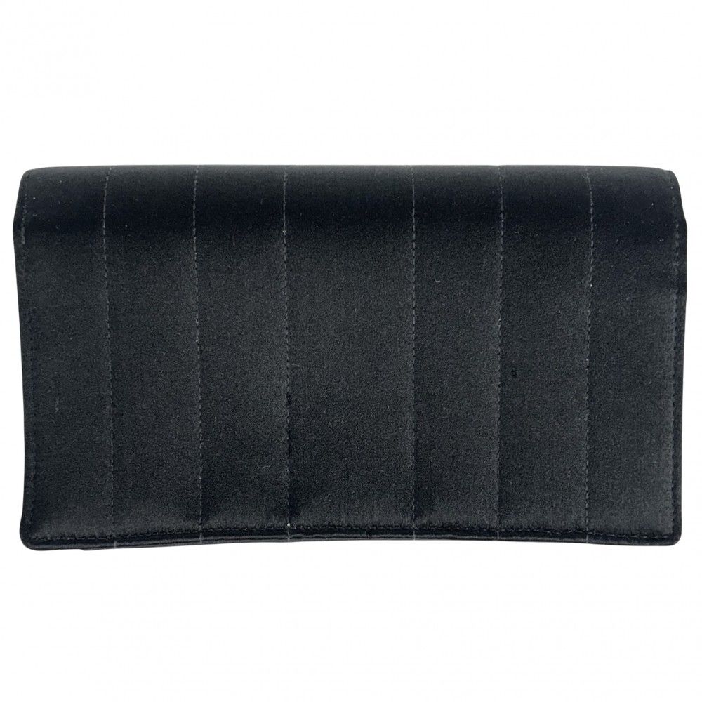 シャネル クラッチバッグ レディース ココマーク セカンドバッグ ターンロック ポーチ ヴィンテージ CHANEL サテン ブラック 黒 ゴールド金具 品