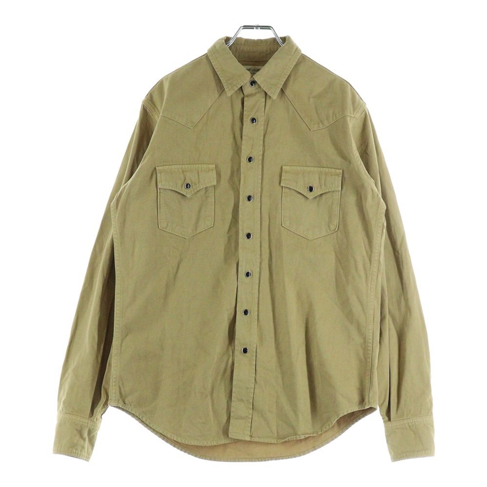 SAINT LAURENT PARIS サンローランパリ 20SS ウエスタン スナップボタン コットン 長袖シャツ ベージュ 597059