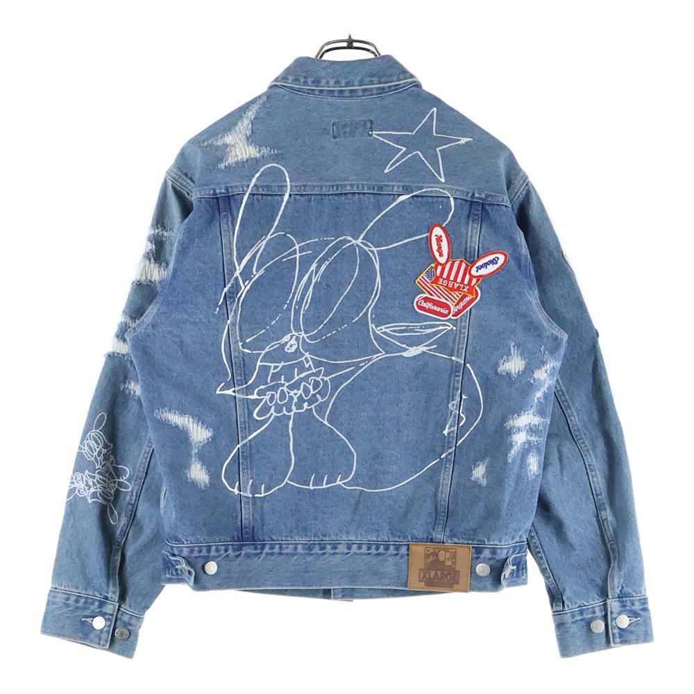 X-LARGE エクストララージ 23AW DENIM JACKET ダメージ加工 フロントデザインデニムジャケット インディゴ 101233021011