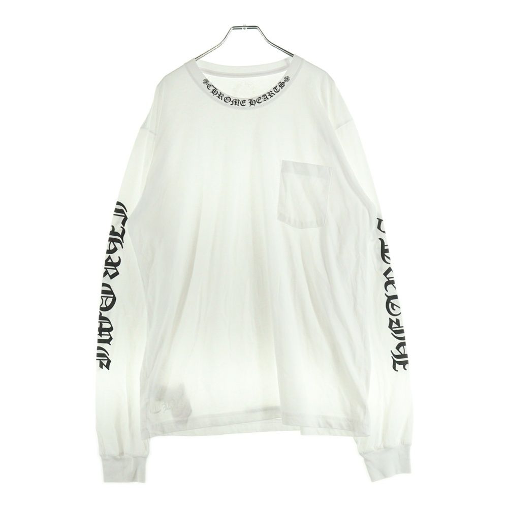 CHROME HEARTS クロムハーツ Neck Logo L S Tee ネックロゴ プリント ロングスリーブ 長袖Tシャツ カットソー ホワイト ブラック
